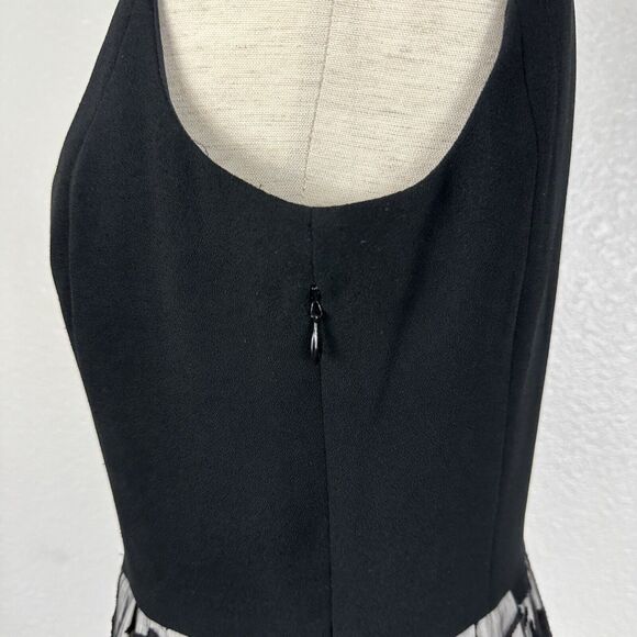 Halston Heritage Dress Women Size 4 Black Fit Flare Flower Lace Tulip Skirt - Picture 10 of 16